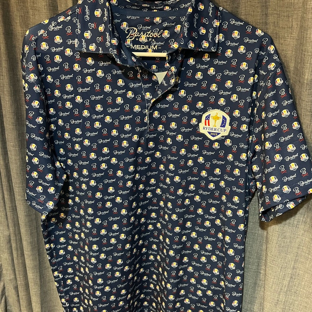 Barstool Sports Navy Ryder Cup Patterned Polo